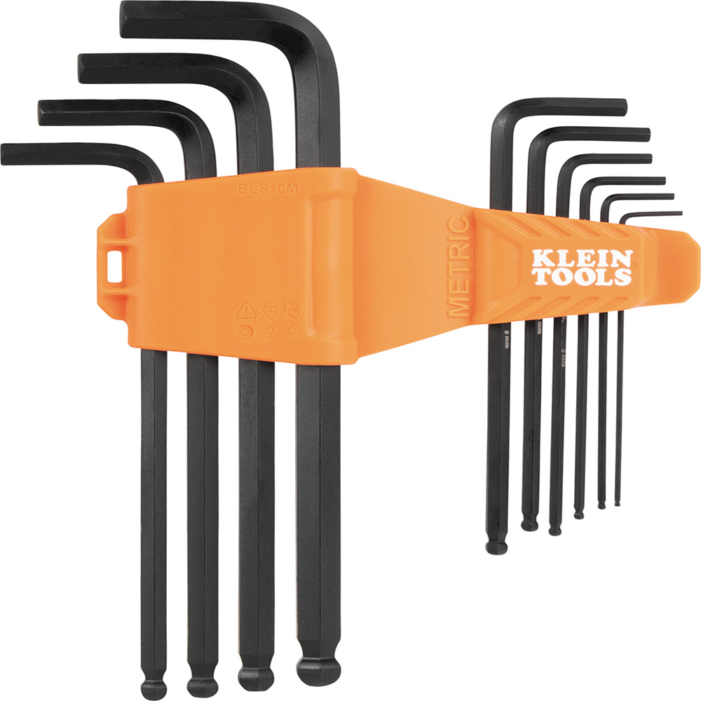 KLEIN Ball End Metric 10-Pc Hex Key Set - Straps